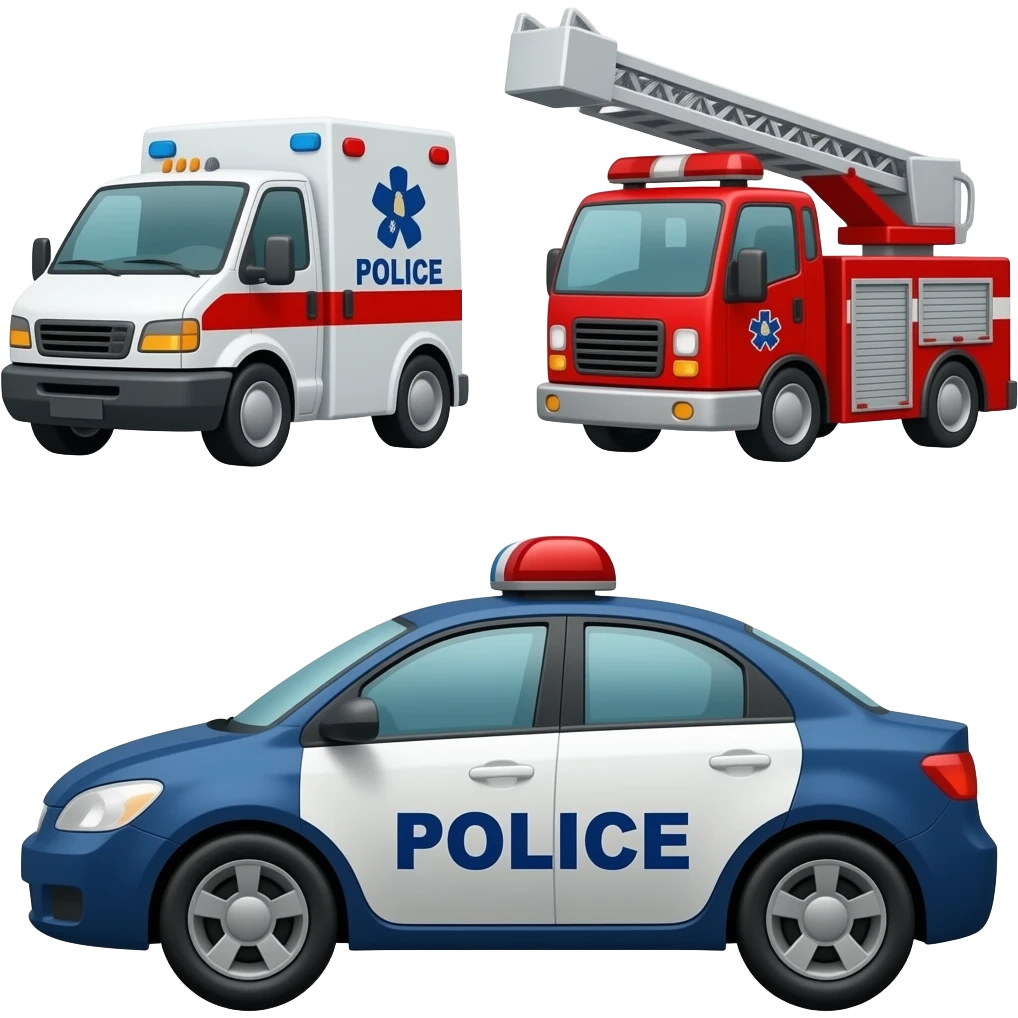 3 Emergency Vehicles emoji