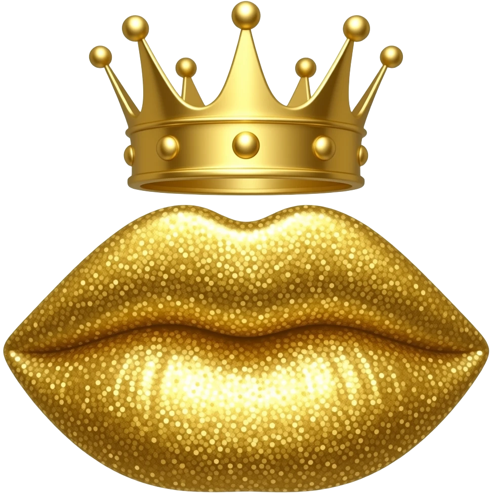 Labbra d’oro con una corona sopra con brillanti emoji