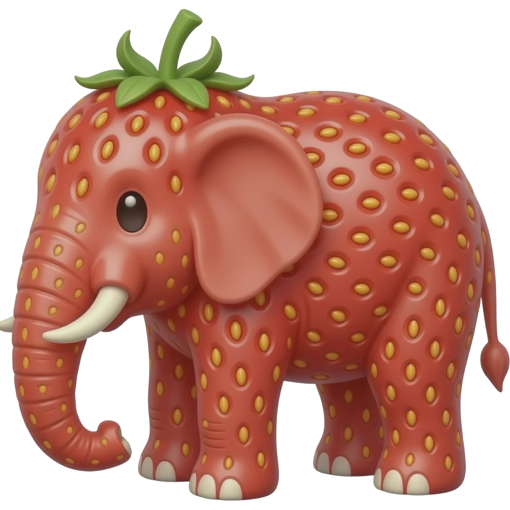 Make a elephant have a strawberry full body and legs and head emoji