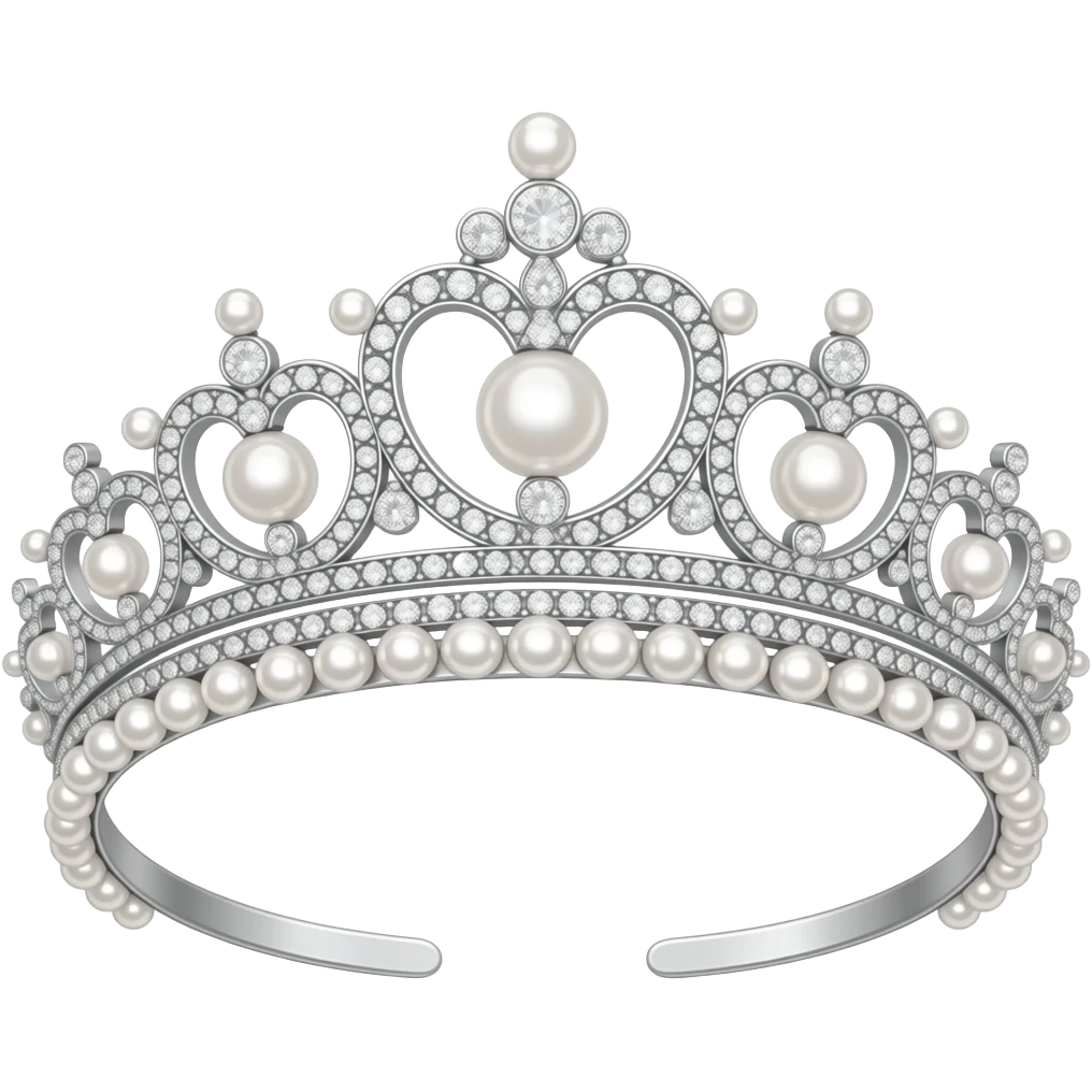 A tiara emoji with pearls and subtle diamonds, quiet luxury, sophisticated royal elegance, premium emoji style emoji