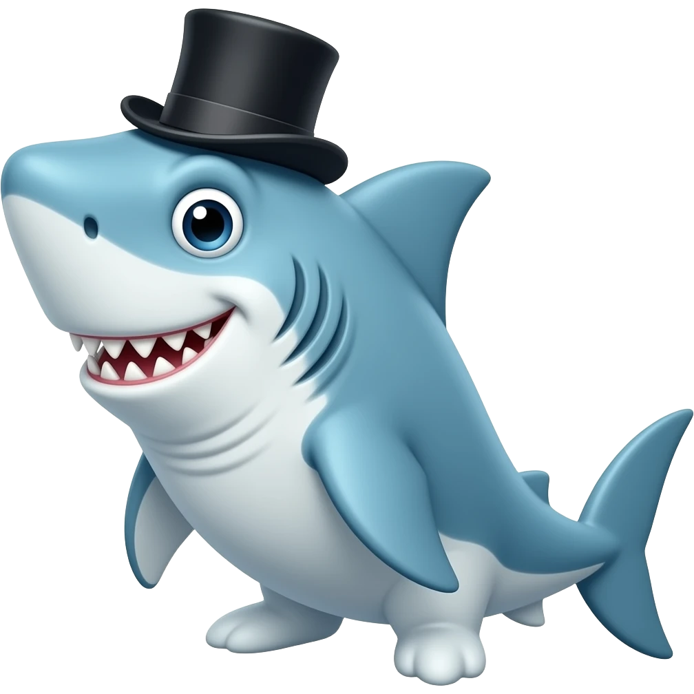 Shark with a top hat emoji