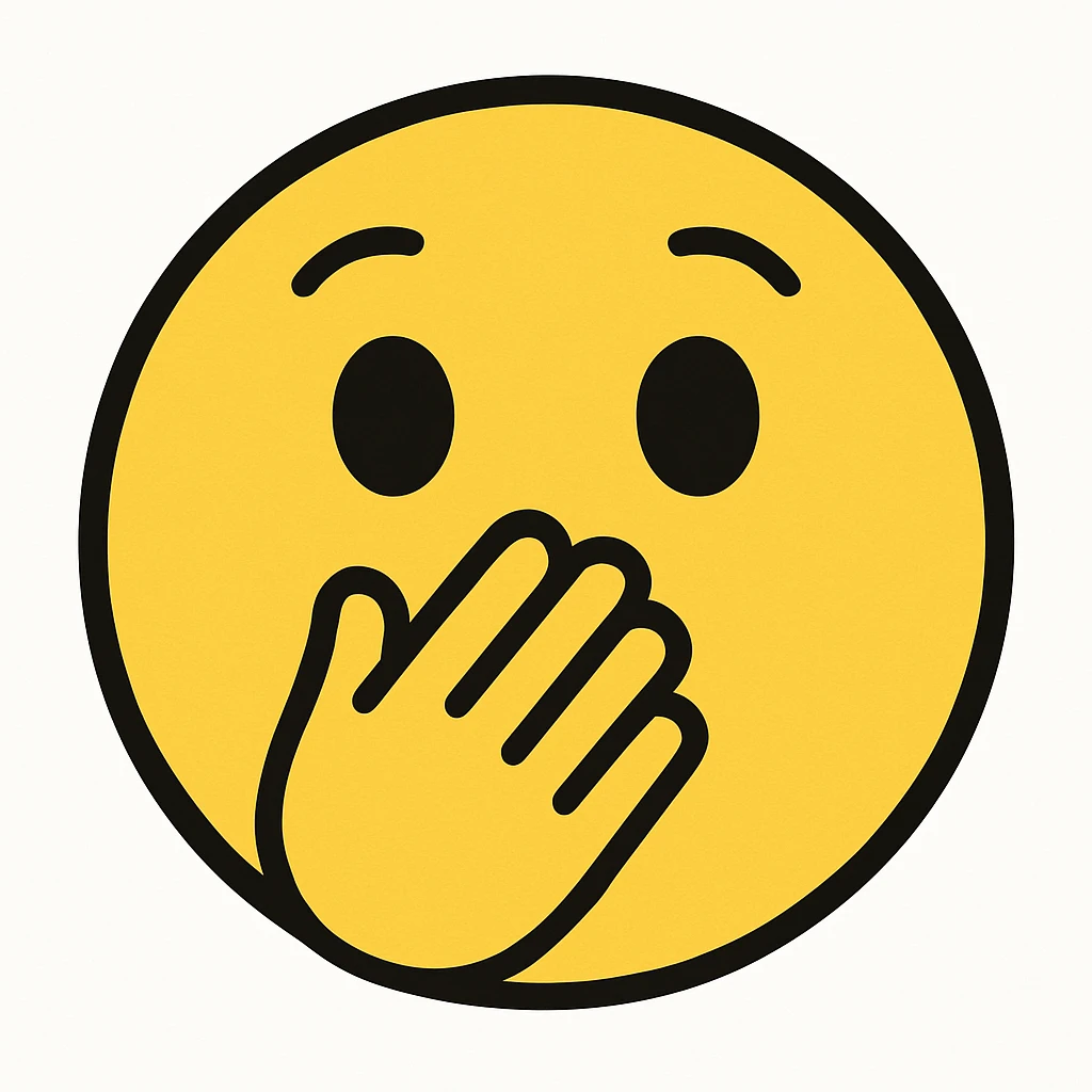 yellow face with hand over mouth emoji