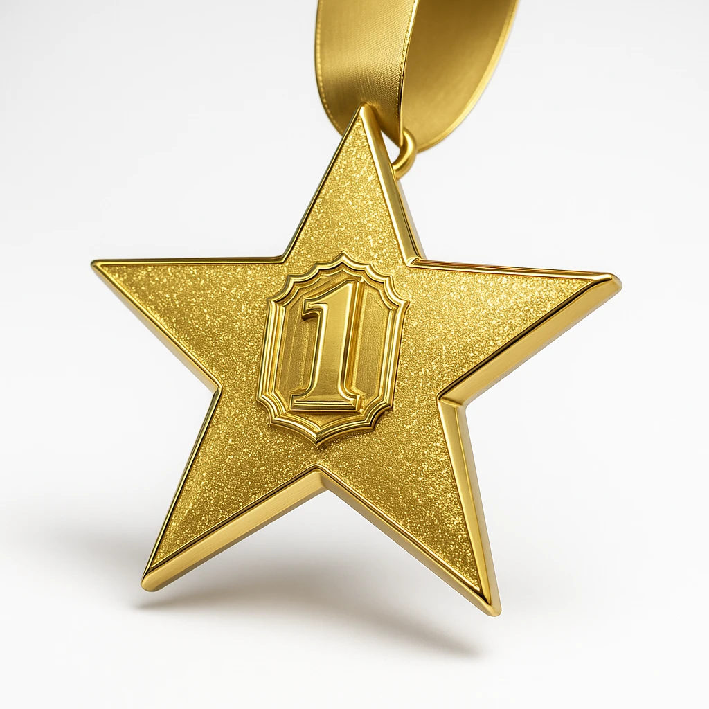 a glittery golden star-shaped medal  emoji