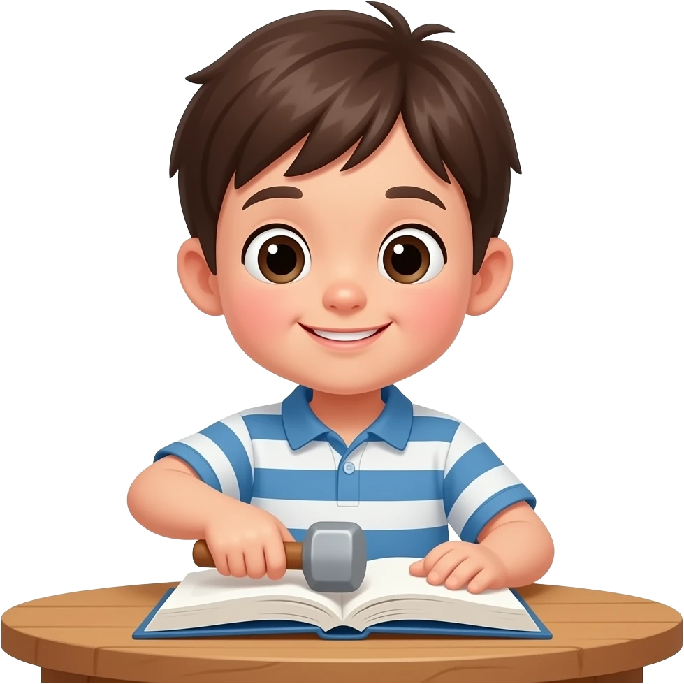 child banging book on table emoji