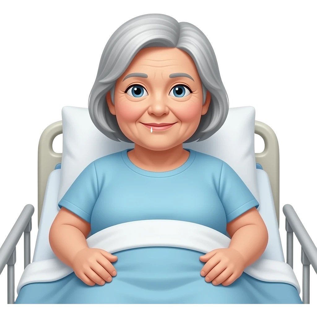 older frail fat woman in hospital bed emoji