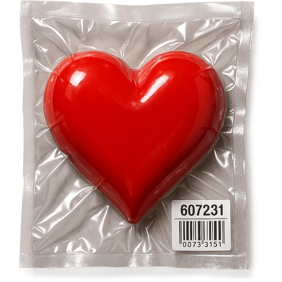 heart, glossy and puffy, vacuum-sealed style emoji