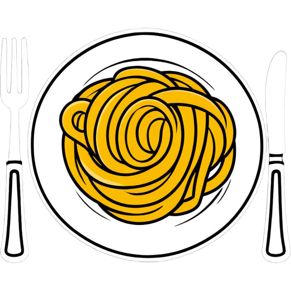 Italian pasta plate with fork emoji