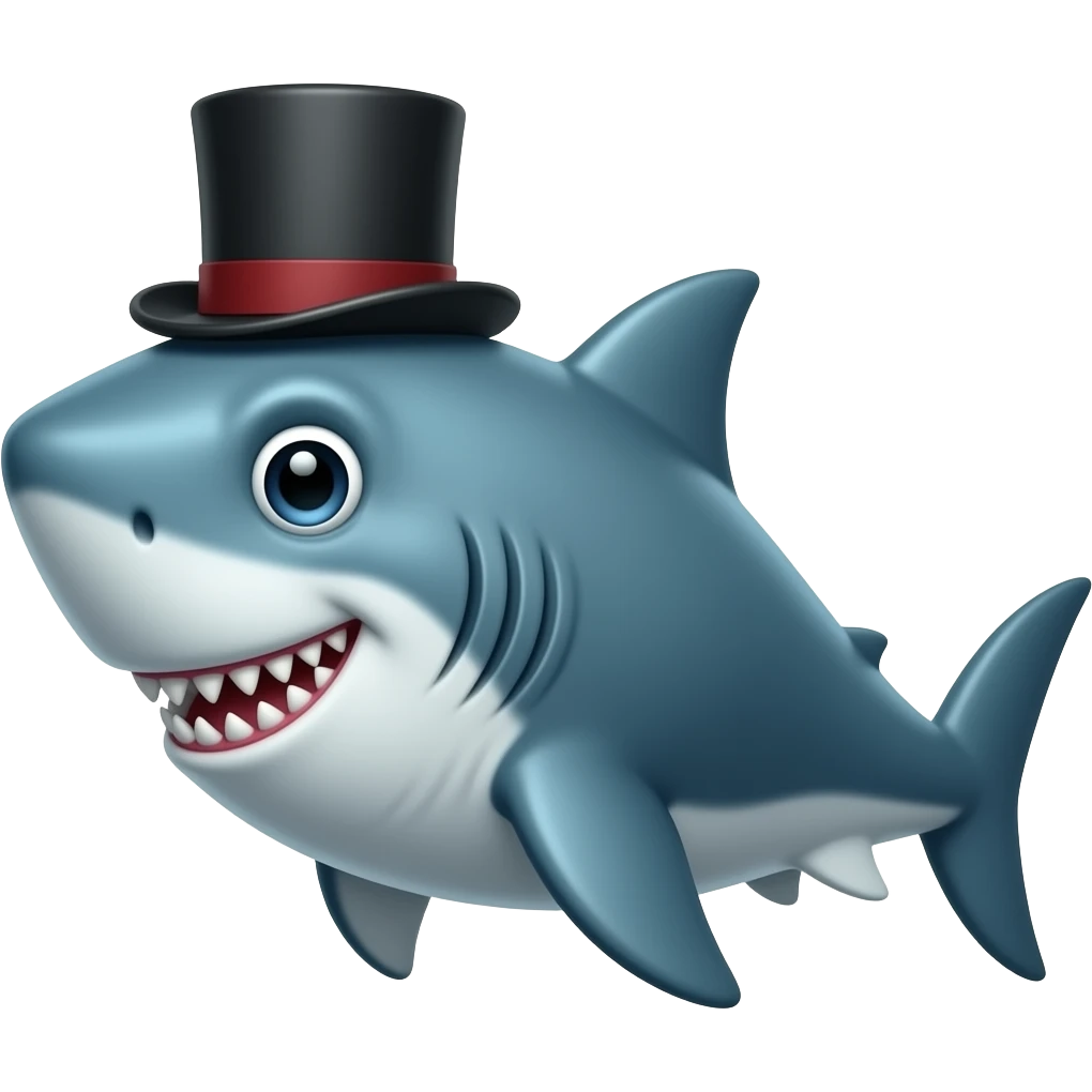 Shark with a top hat emoji