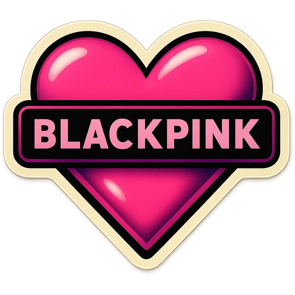 Convert to sticker style with a white border, keep the BLACKPINK-inspired retro stickers look. emoji