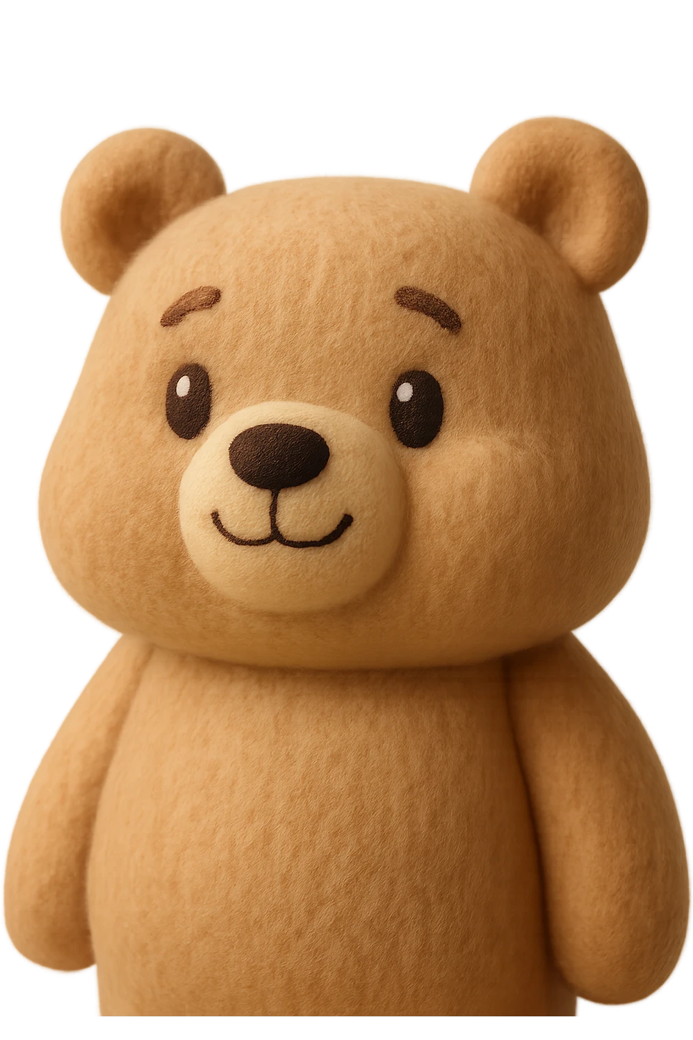 a bear plush portrait, chubby cheeks, soft fur, pastel colors, centered, no background emoji