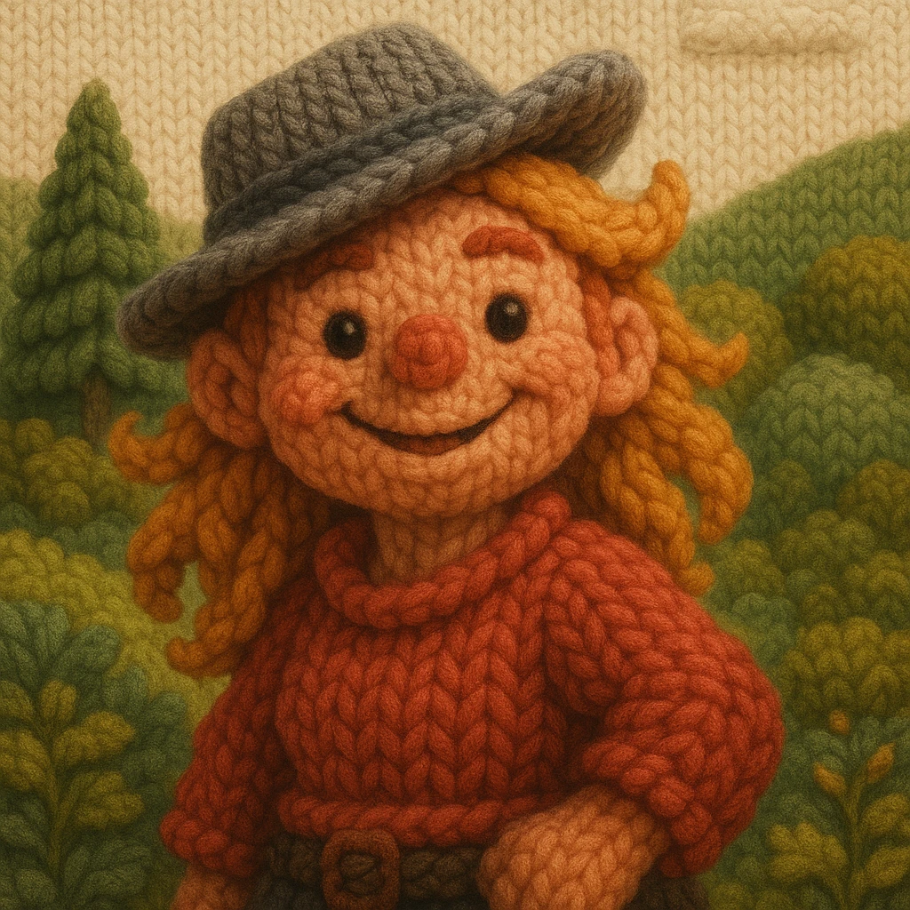 Hello I am Hellygirl with a tilted gray fedora, playful smile, lush scenery, ghibli style emoji