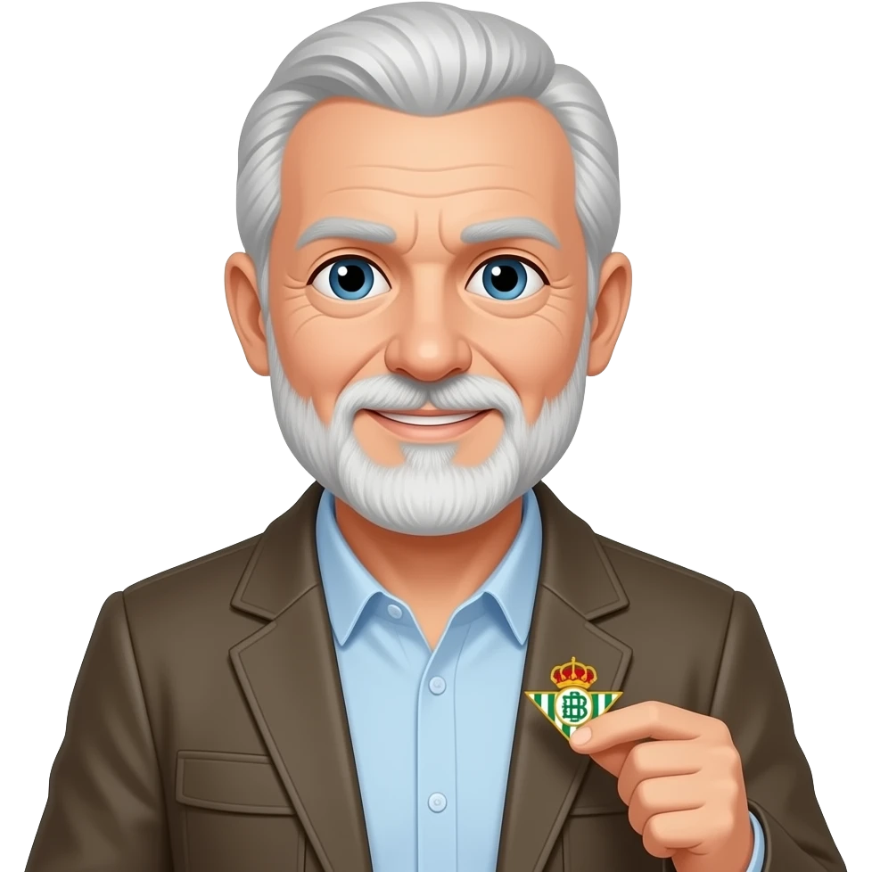 Azme un emoji de un abuelo con un trage i con un pin del betis emoji