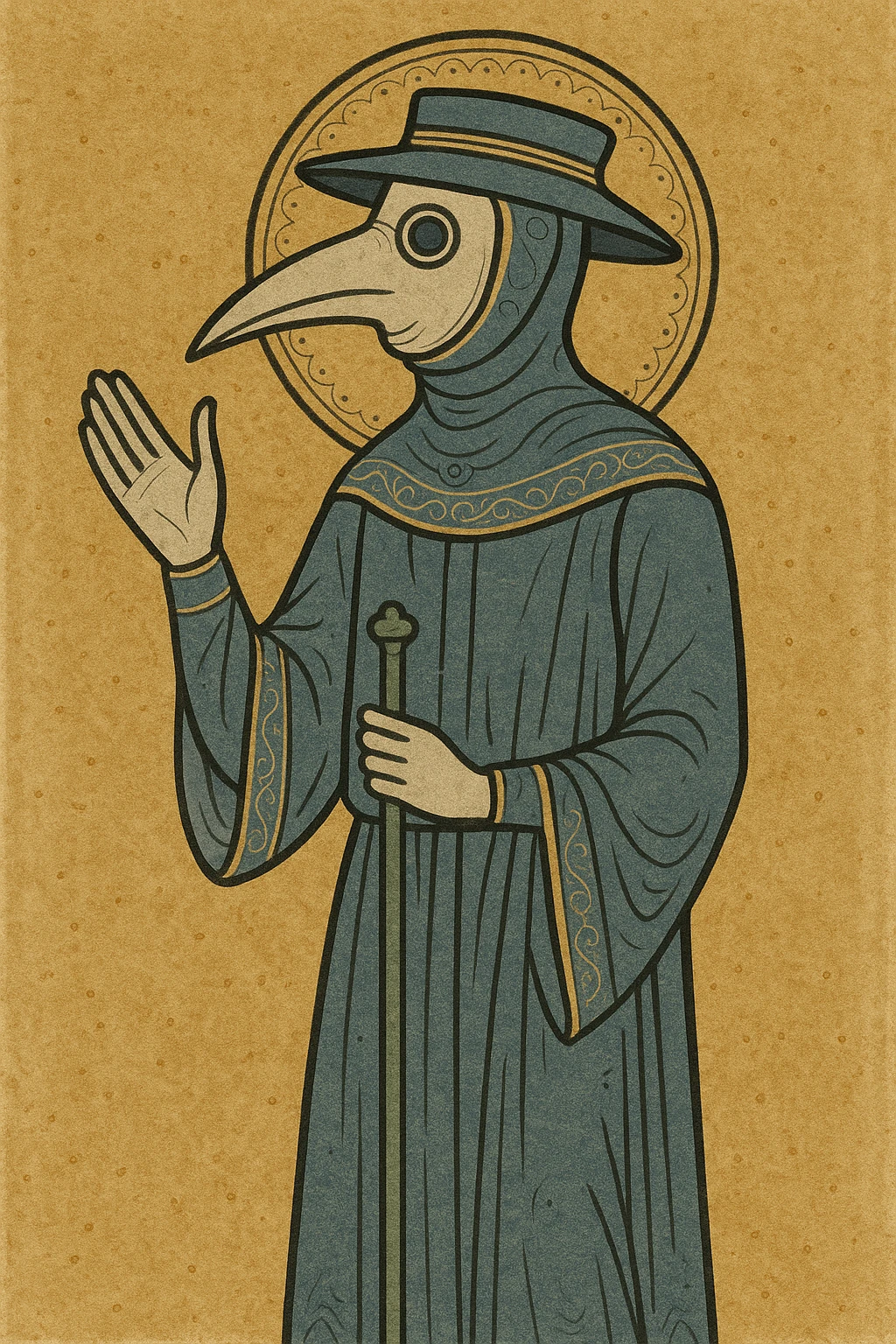 medieval doctor wearing plague mask, historical style emoji