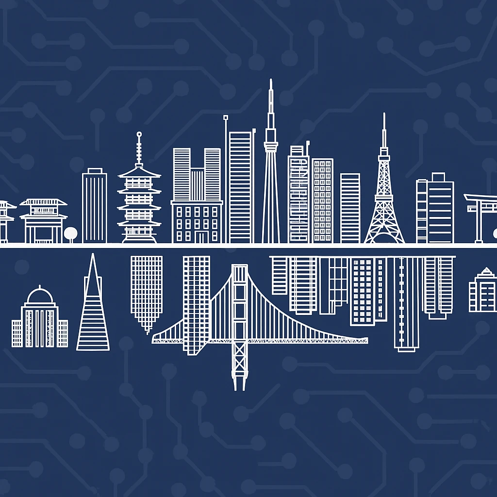 Can you create a mirror image, below this image, but make the image below of the San Francisco Skyline emoji