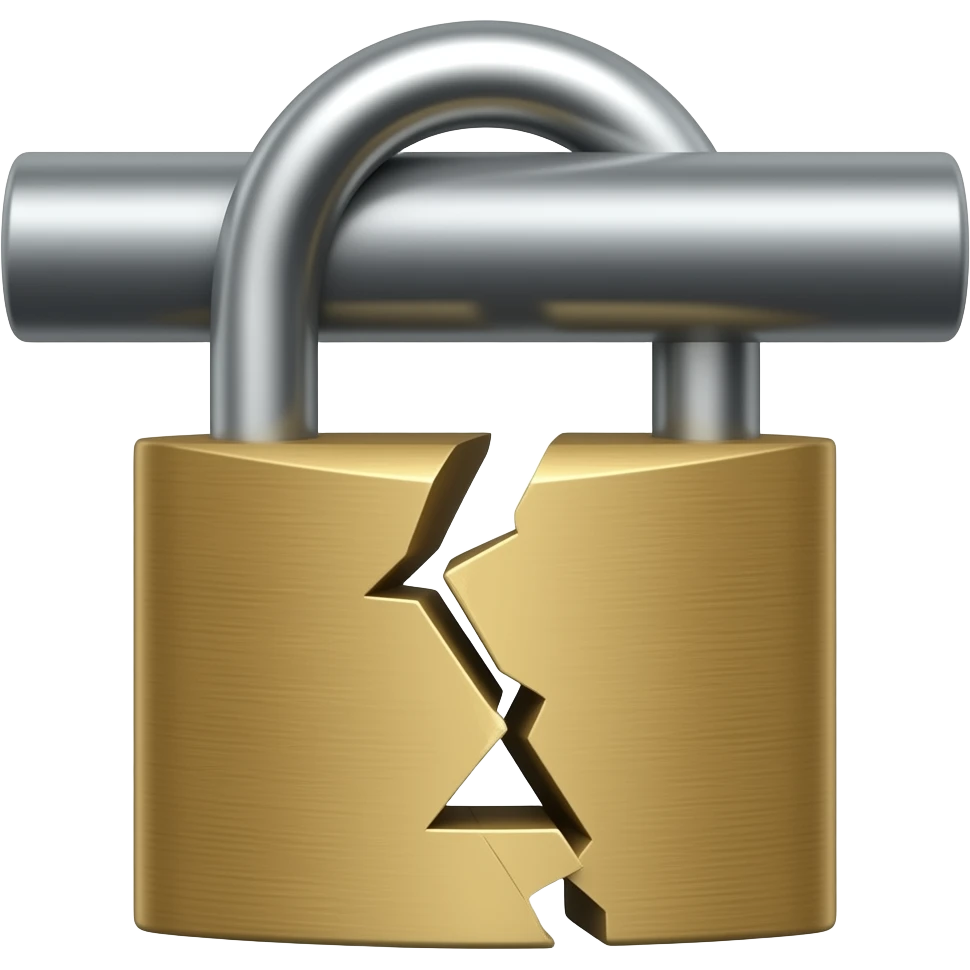 a lock broken on his metal bar emoji