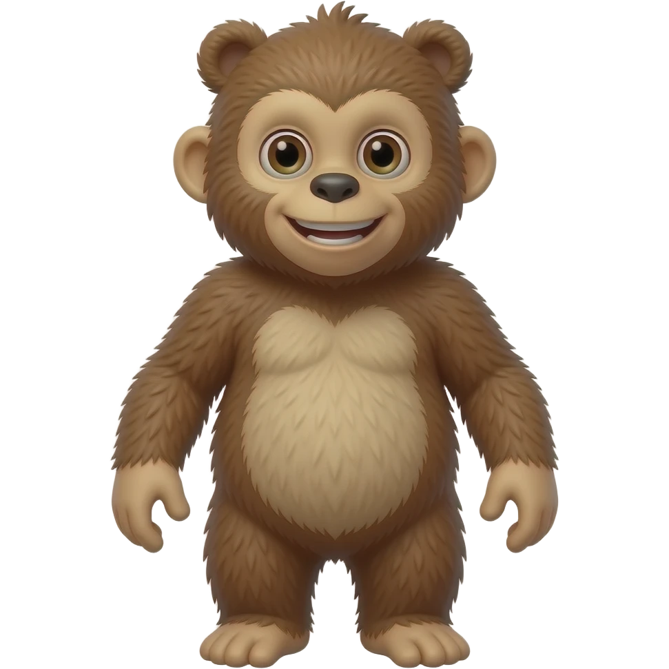 Custom iOS emoji with no blur and a white background. The topic of the emoji is "monkey with no arms and a bear torso". It MUST maintain the general apple iOS emoji style. emoji
