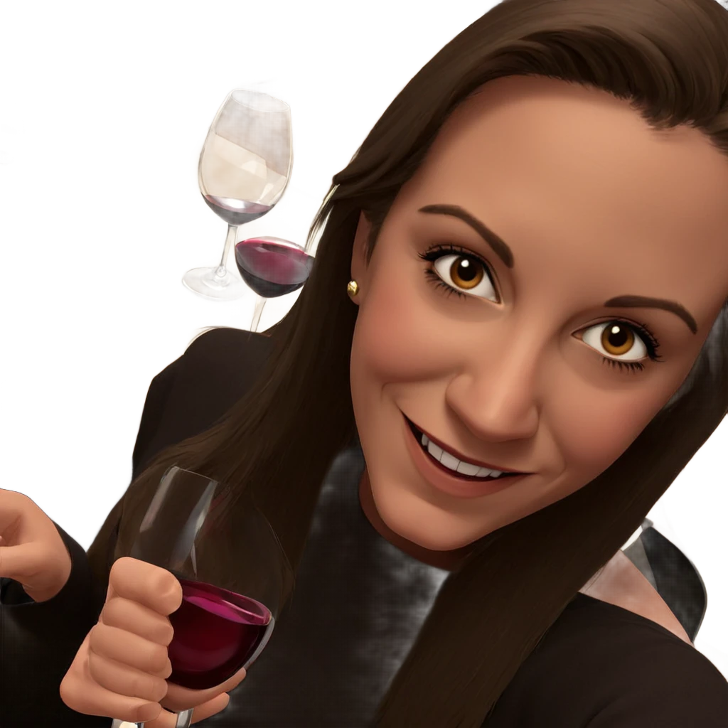 smiling girl with wine glass emoji