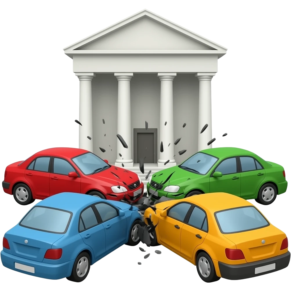 5 cars getting crashed into a museum emoji