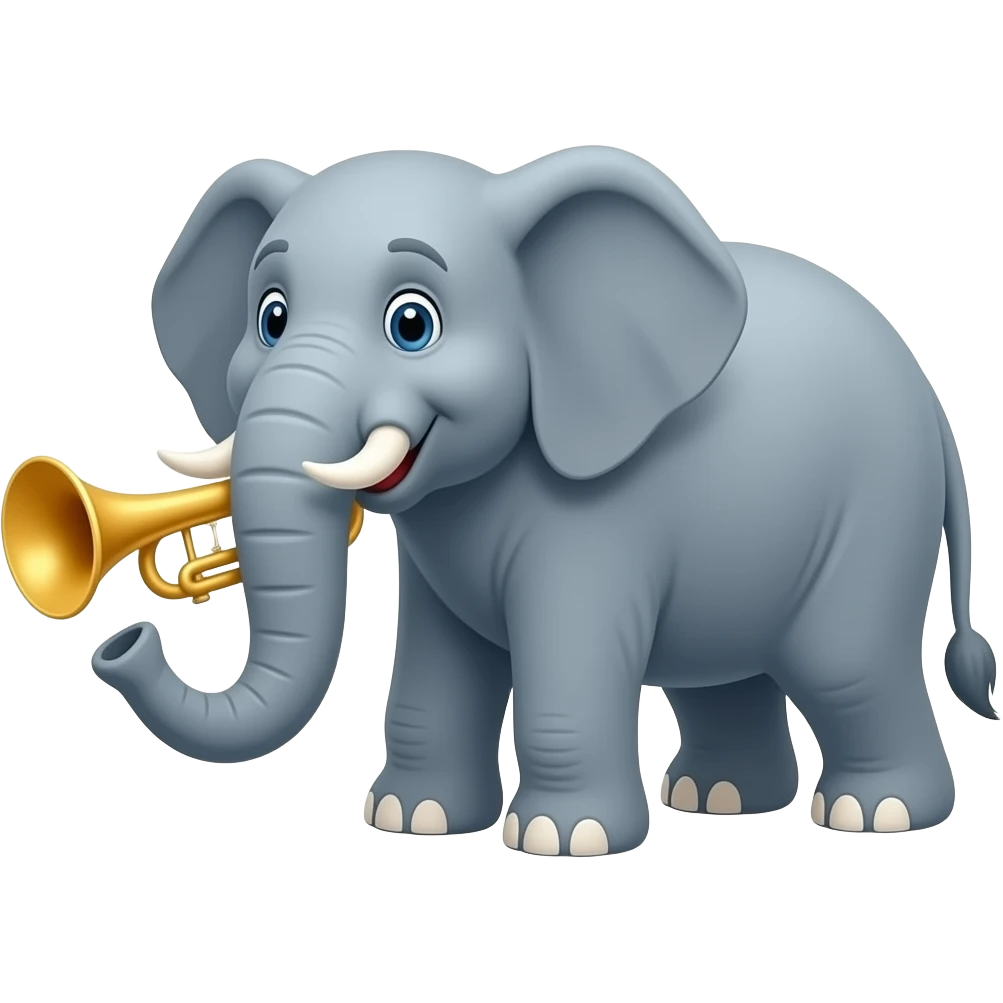 Cartoon elephant trumpet on fours withn no trumpets emoji
