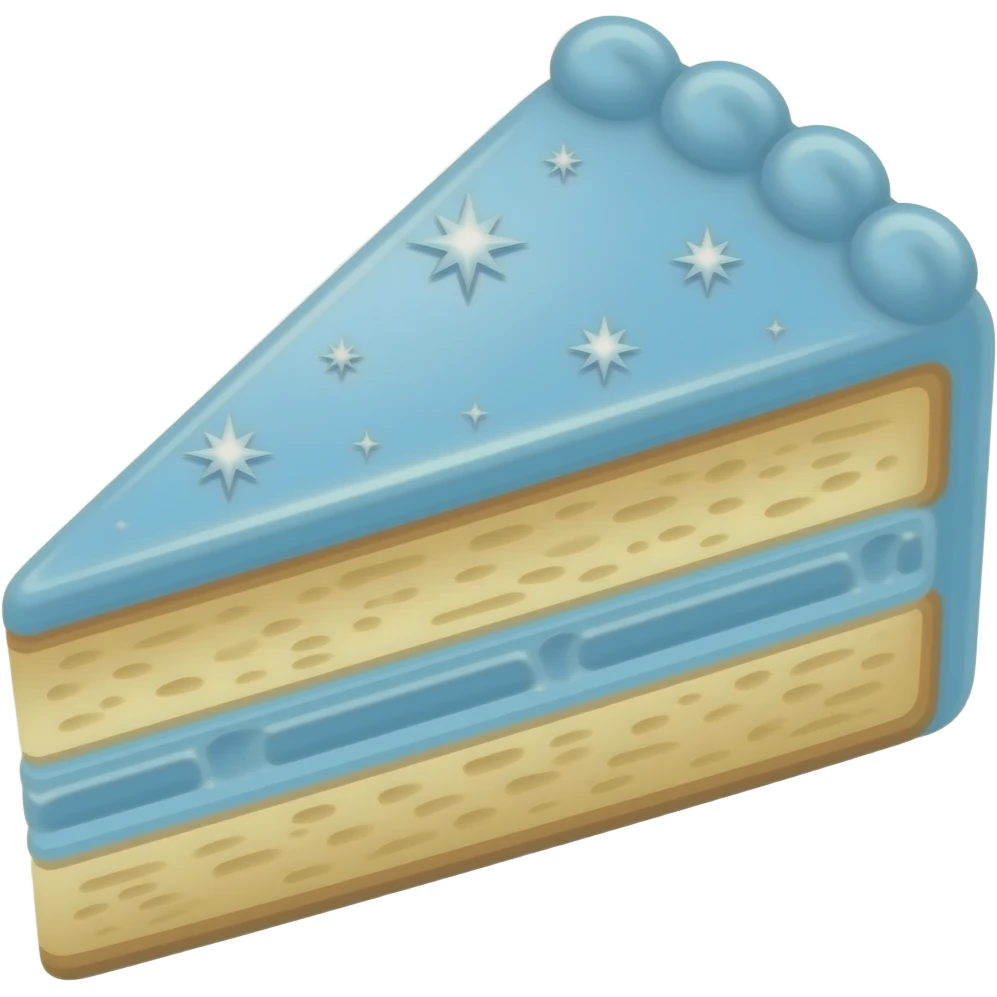 Light blue starry light blue sliced cake emoji