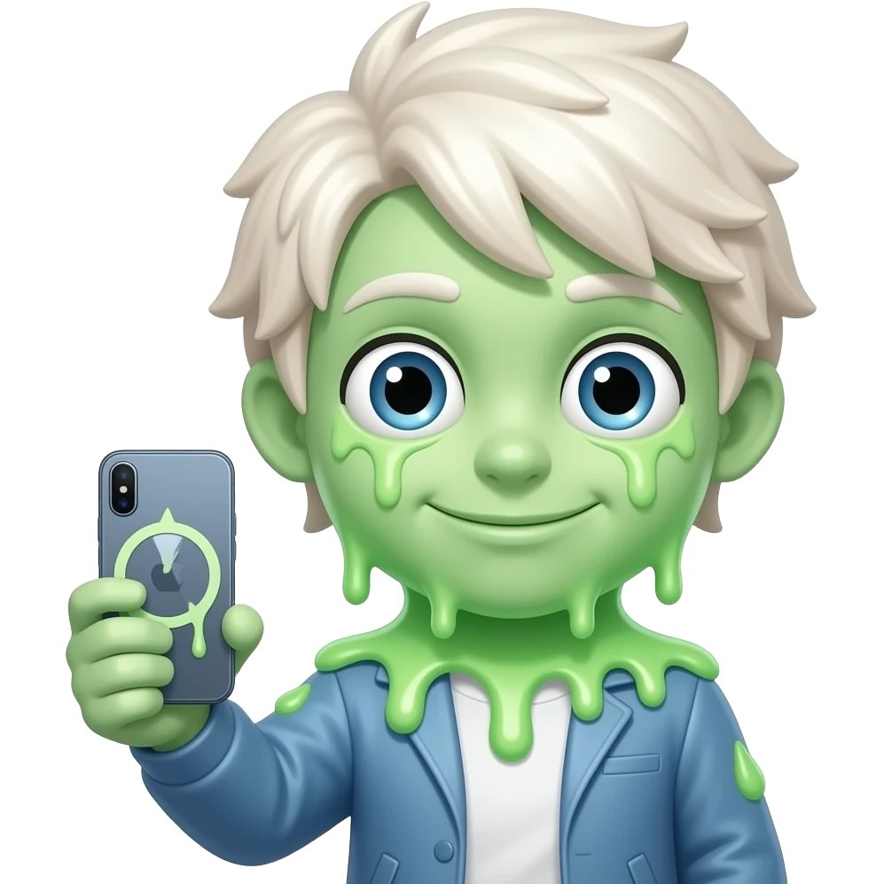 slime guy white blonde hair iphone emoji style emoji
