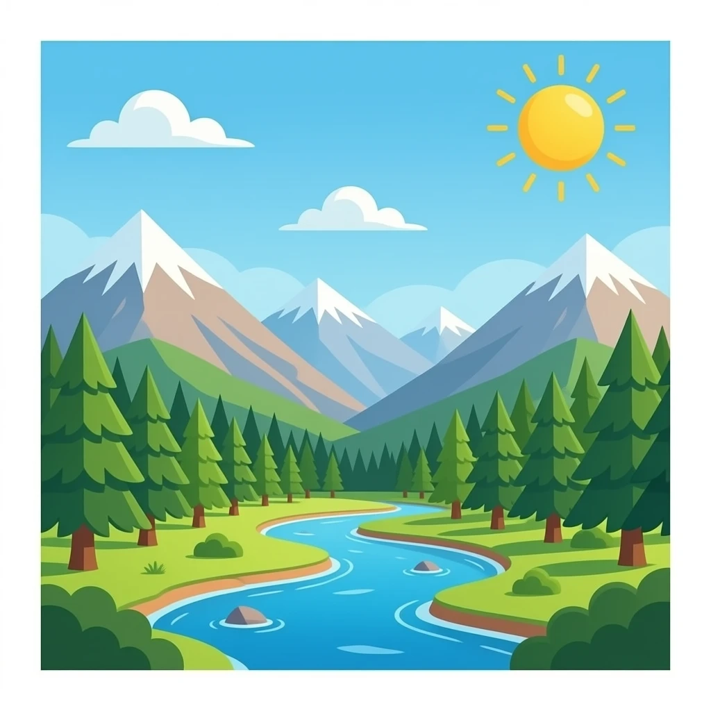 hacme un paisaje sin dinosaurios y sin rio emoji