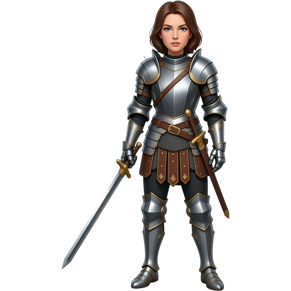 mujer guerrera armadura cuerpo completo emoji