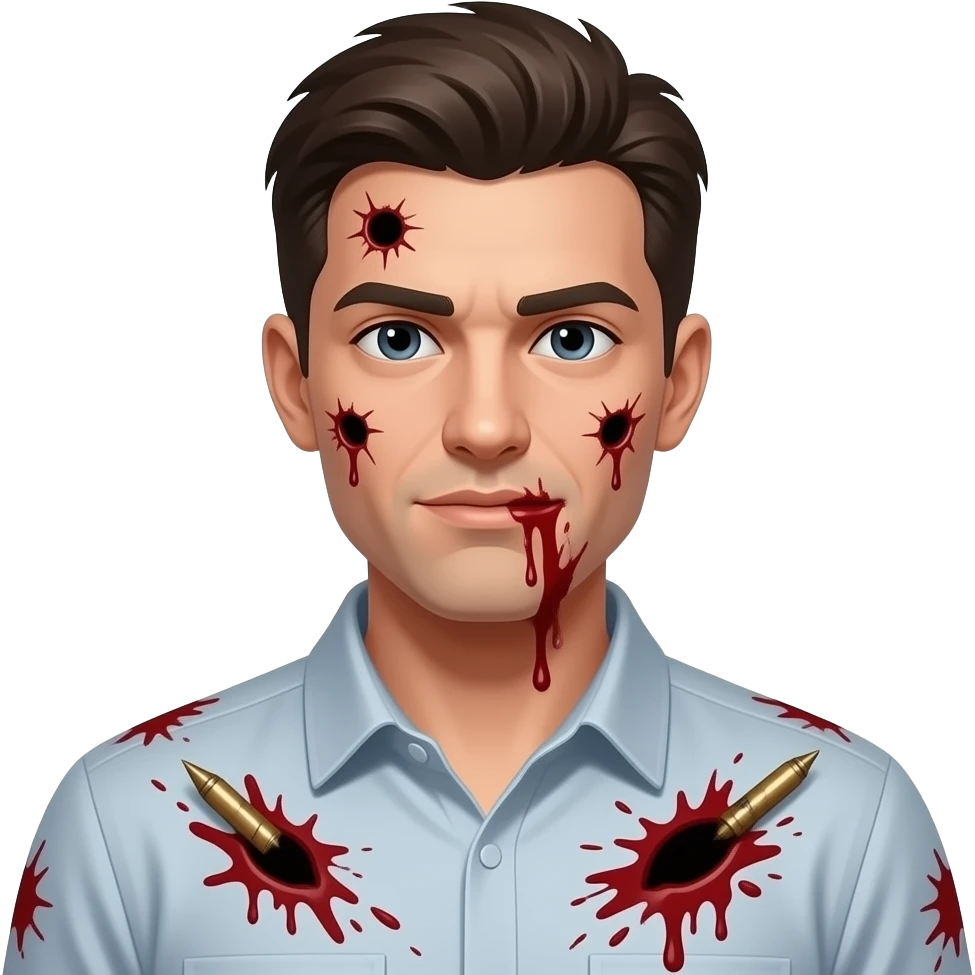 persona con buchi di pistola e sangue nel corpo emoji