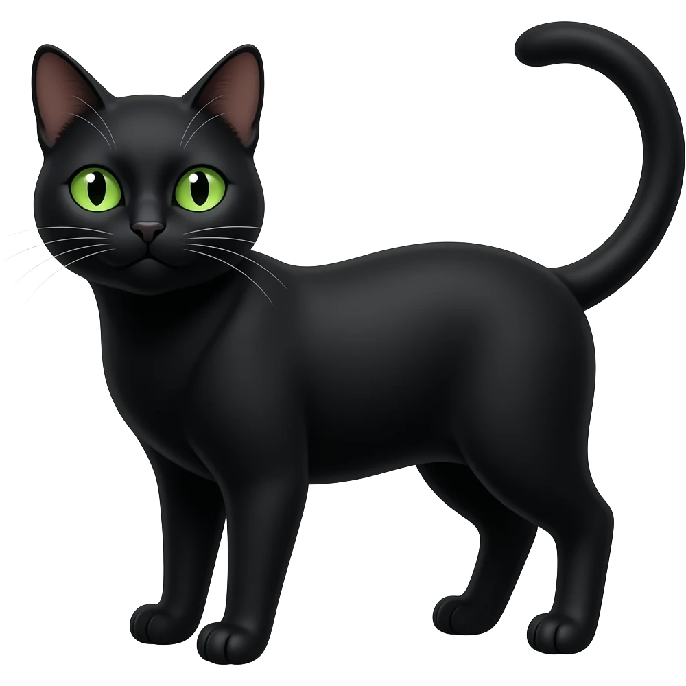 Black cat with green eyes emoji