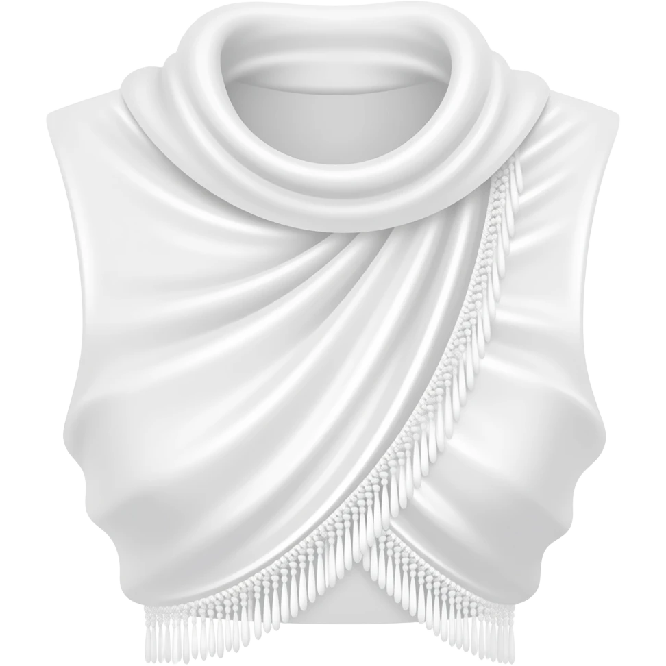 white DRAPED SATIN DRESS W/ COWL + LAYERED FRINGE emoji