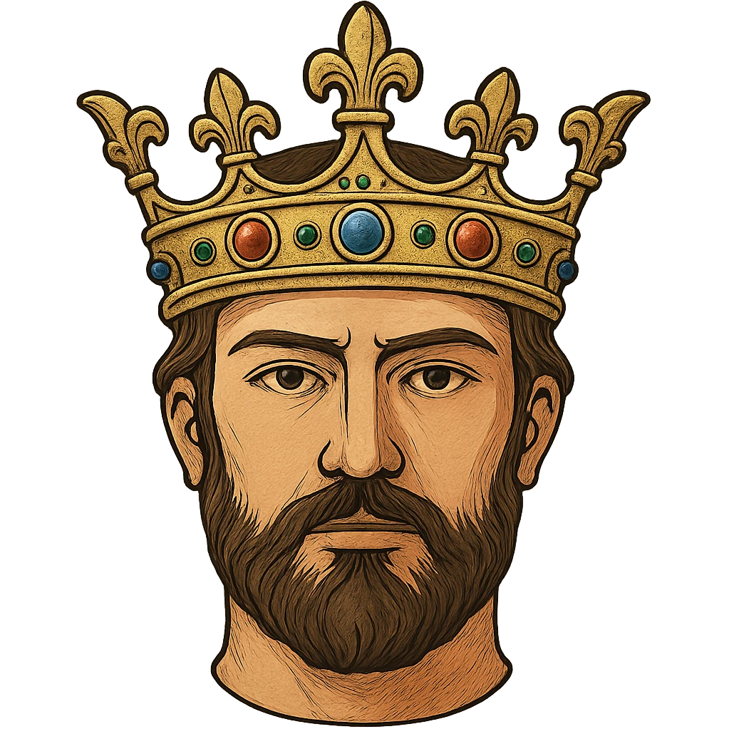 face with gold crown and jewels, digital illustration emoji