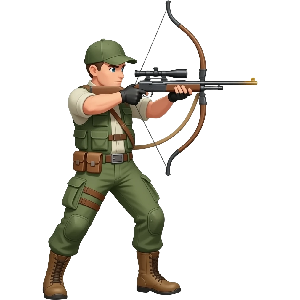 cazador disparando al cielo pero de cuerpo entero pero que no vaya protegido y emoji