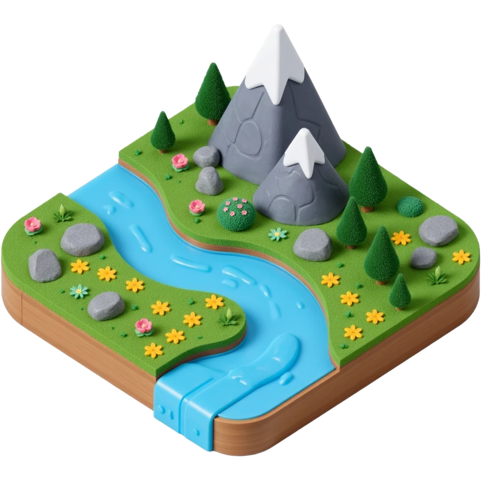 mountains with river flowing and sub emoji