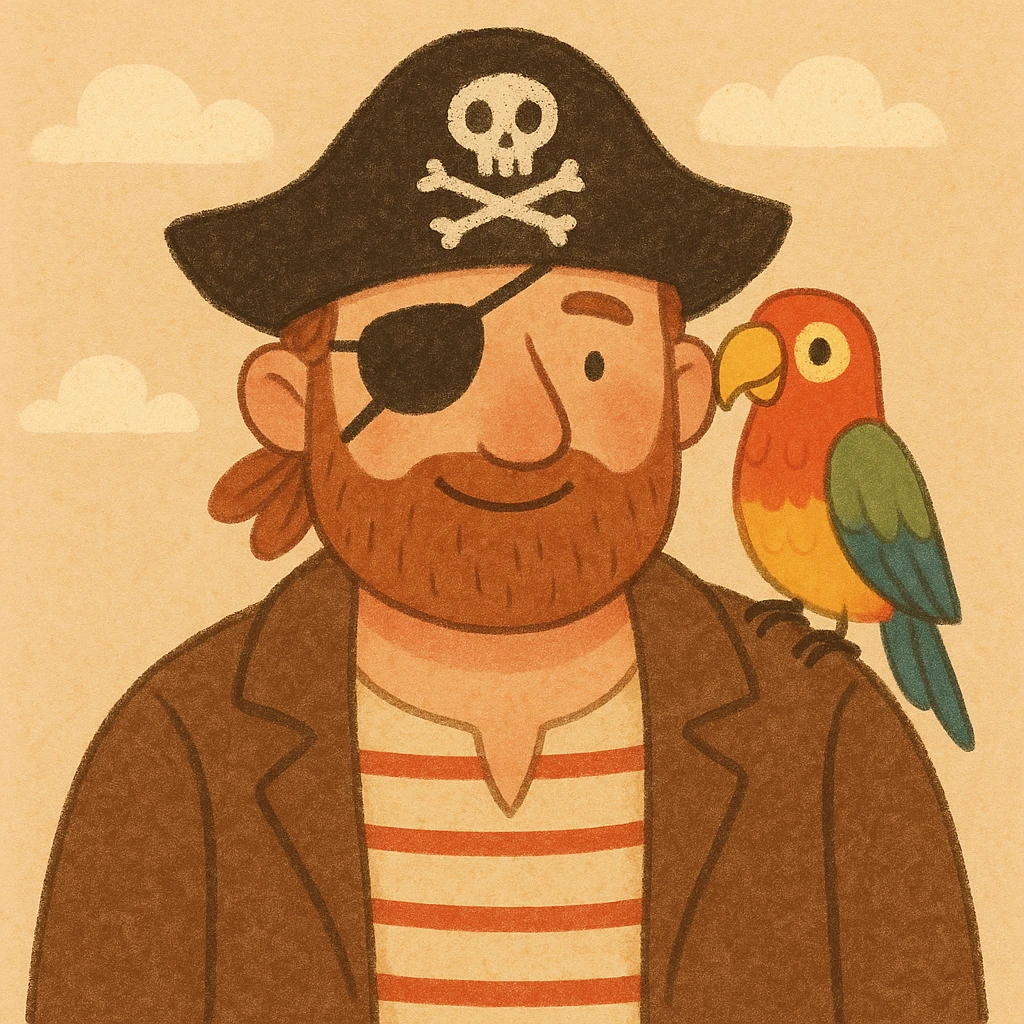 pirate with eye patch and parrot emoji