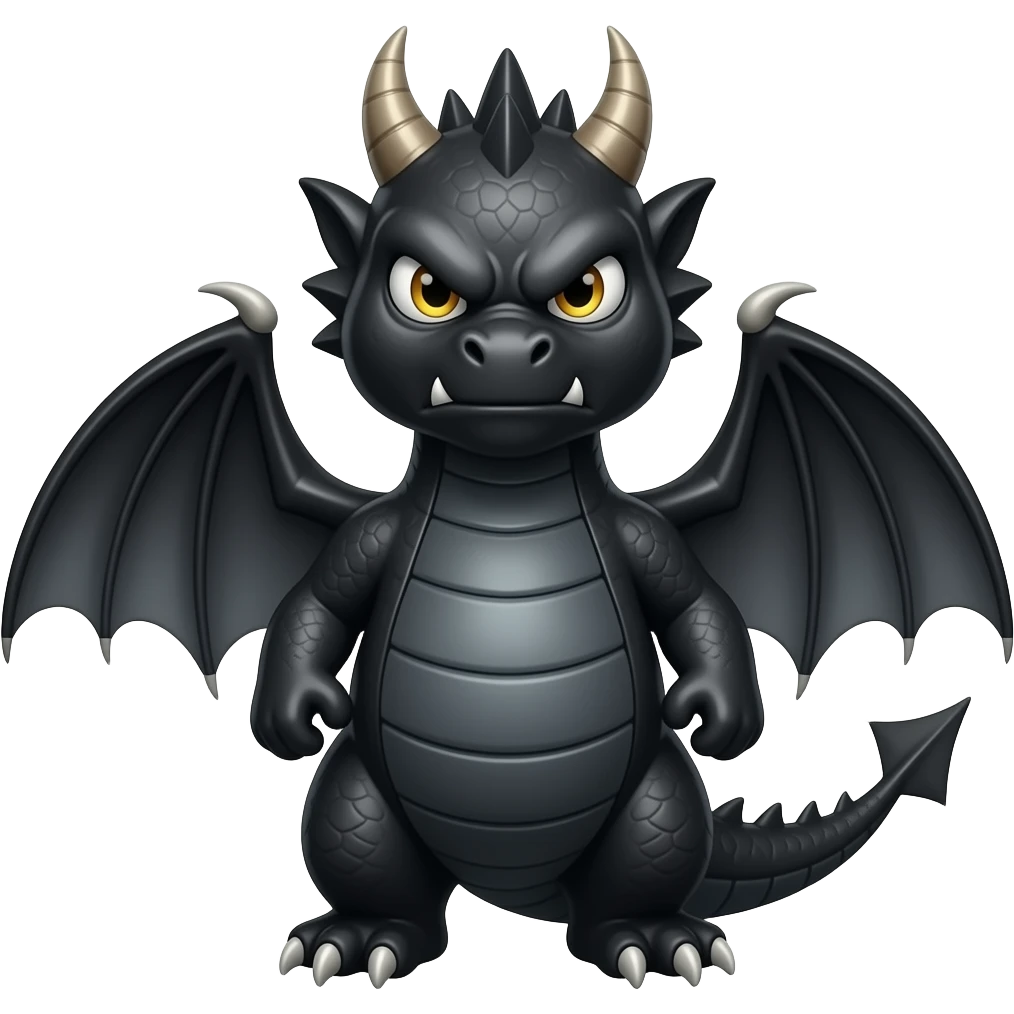An irritated black dragon emoji