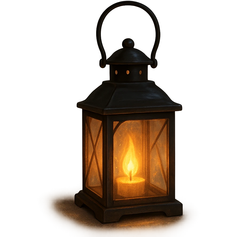 cozy lantern with a flickering light, peaceful emoji