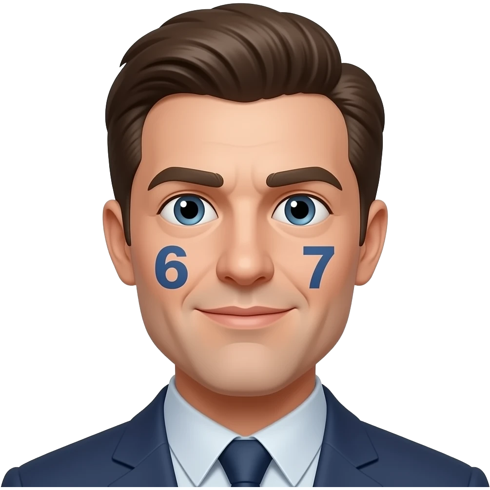 A crazy emoji with 6 on the left side and 7 one the right side emoji