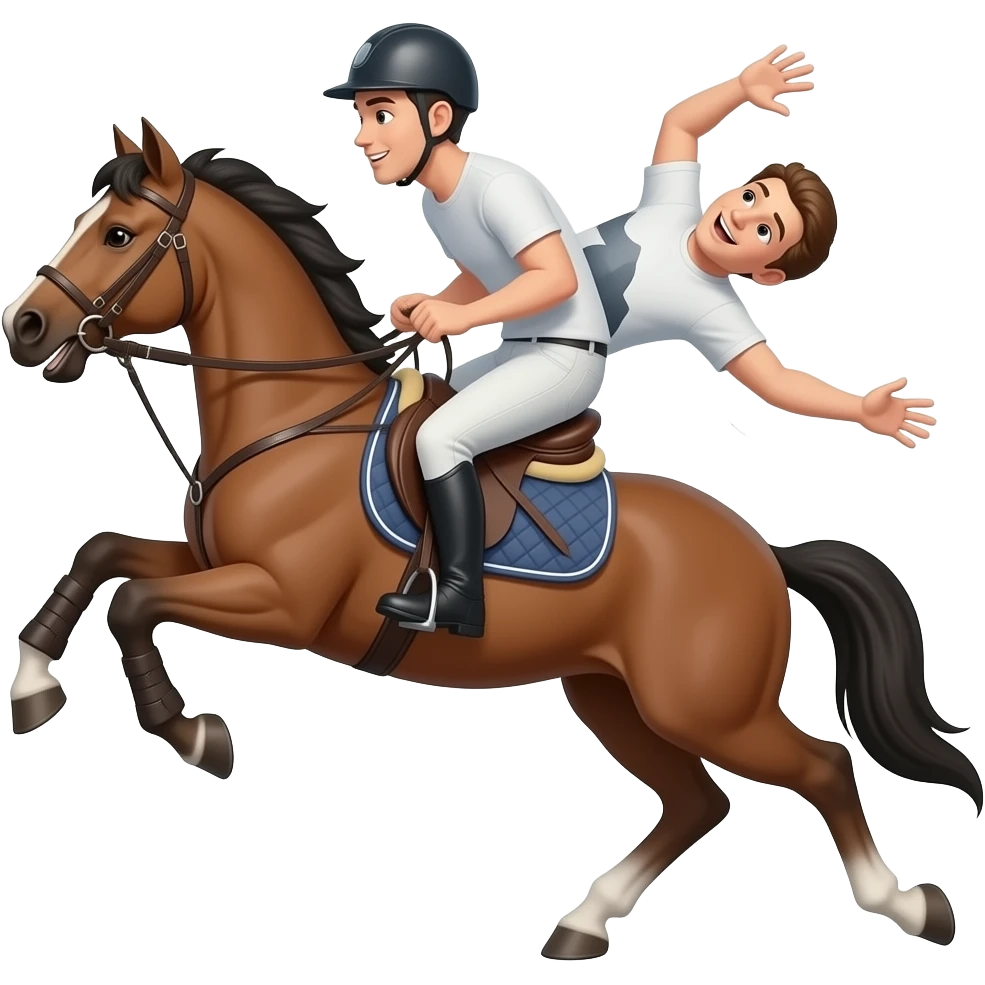 Una persona montando a caballo pero que se cae emoji