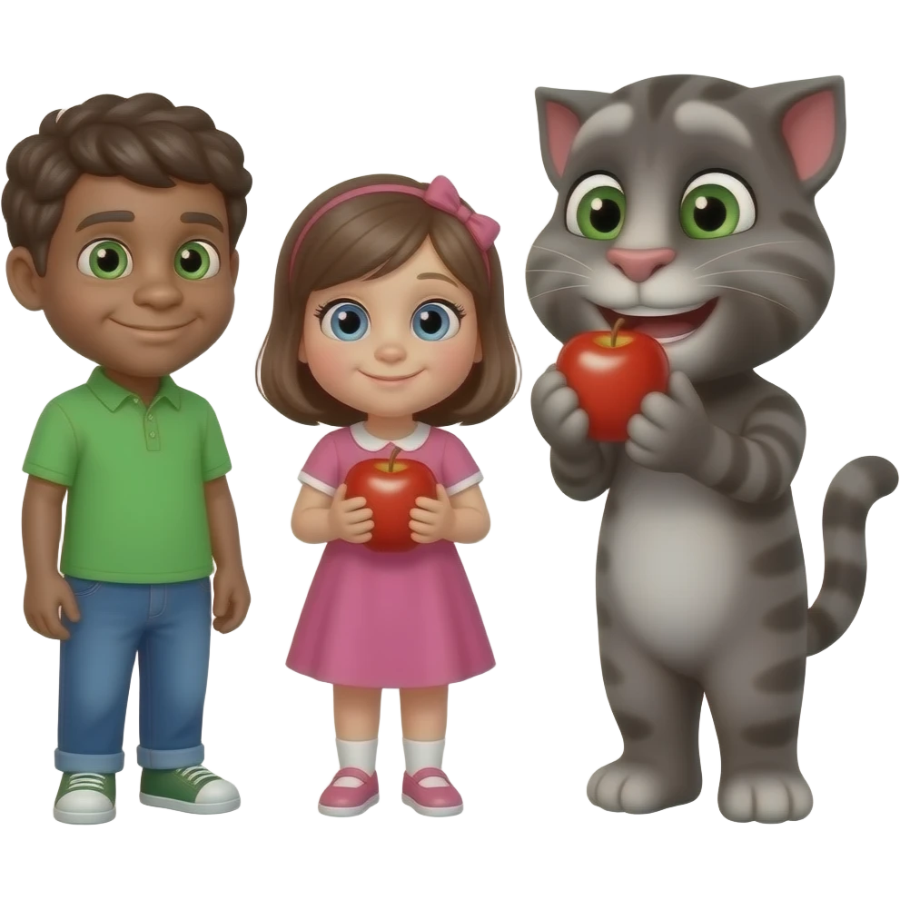 Brother and sister Talking Tom barfoot eating apple mmm Apple stop don't fall grandparent Talking Tom emoji