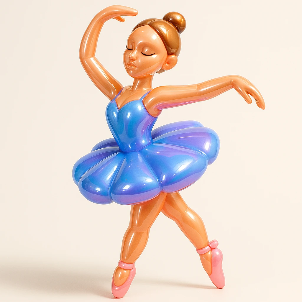ballerina capuccina, elegant pose, delicate tutu, graceful arms, soft lighting, ballet slippers, serene expression emoji