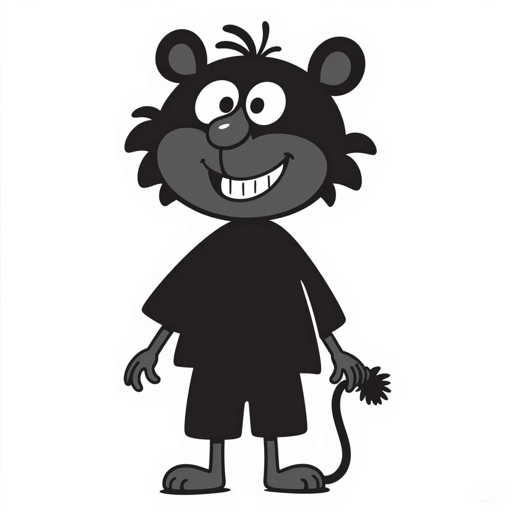 Madagascar Mort in a cute black doodle style emoji