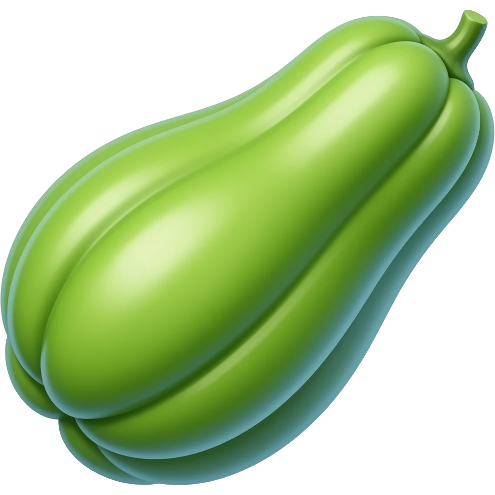 a chayote, polished realistic rendering, highly saturated colors with smooth gradients, diagonal side angle emoji