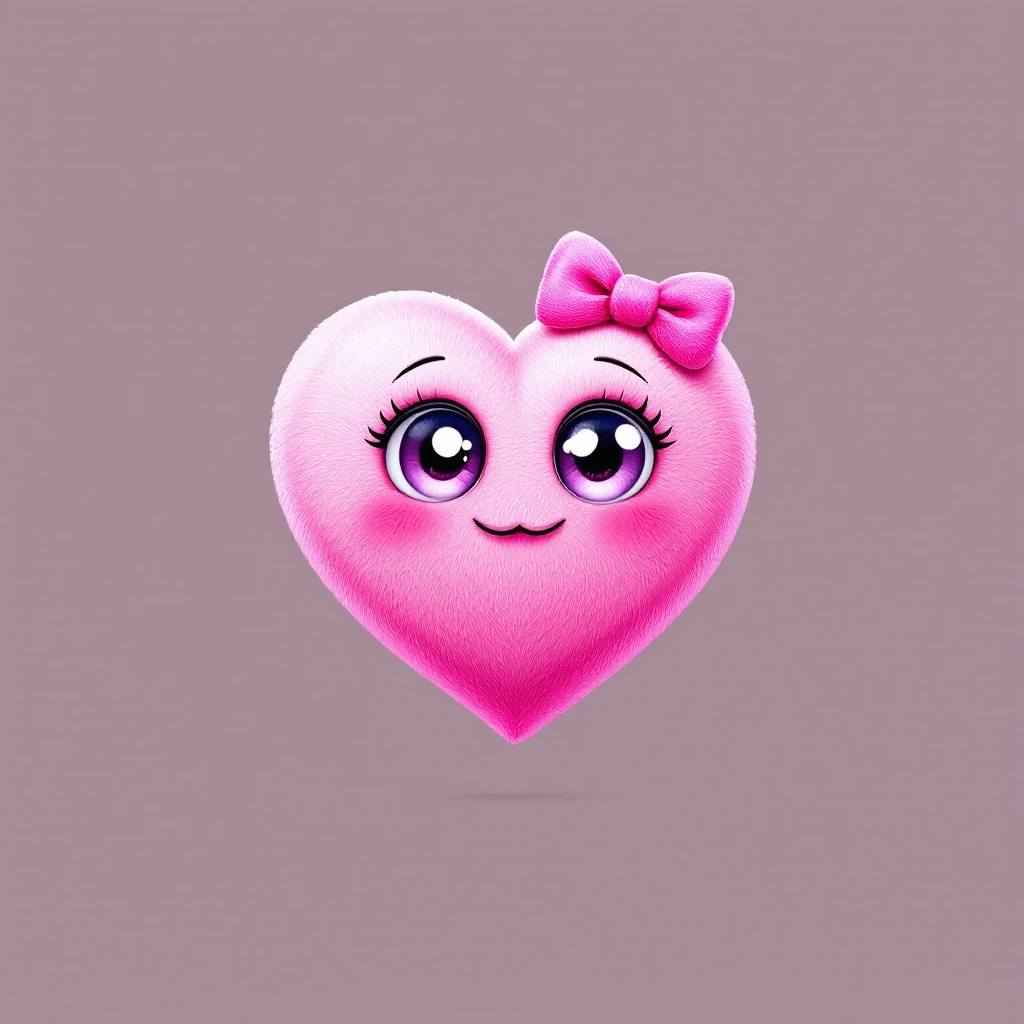 pink heart emoji with a bow, extra cute, big eyes, blushing cheeks emoji