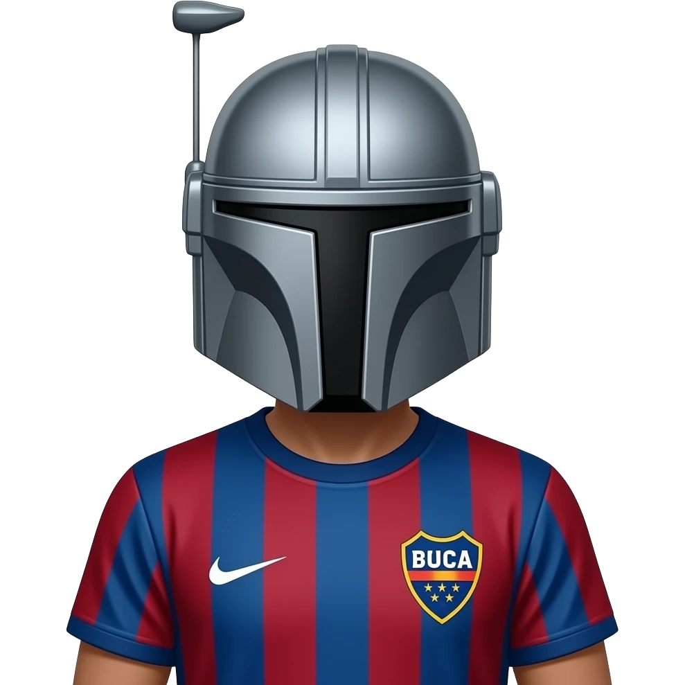 Mandalorian with the boca junior futbol team t shirt emoji