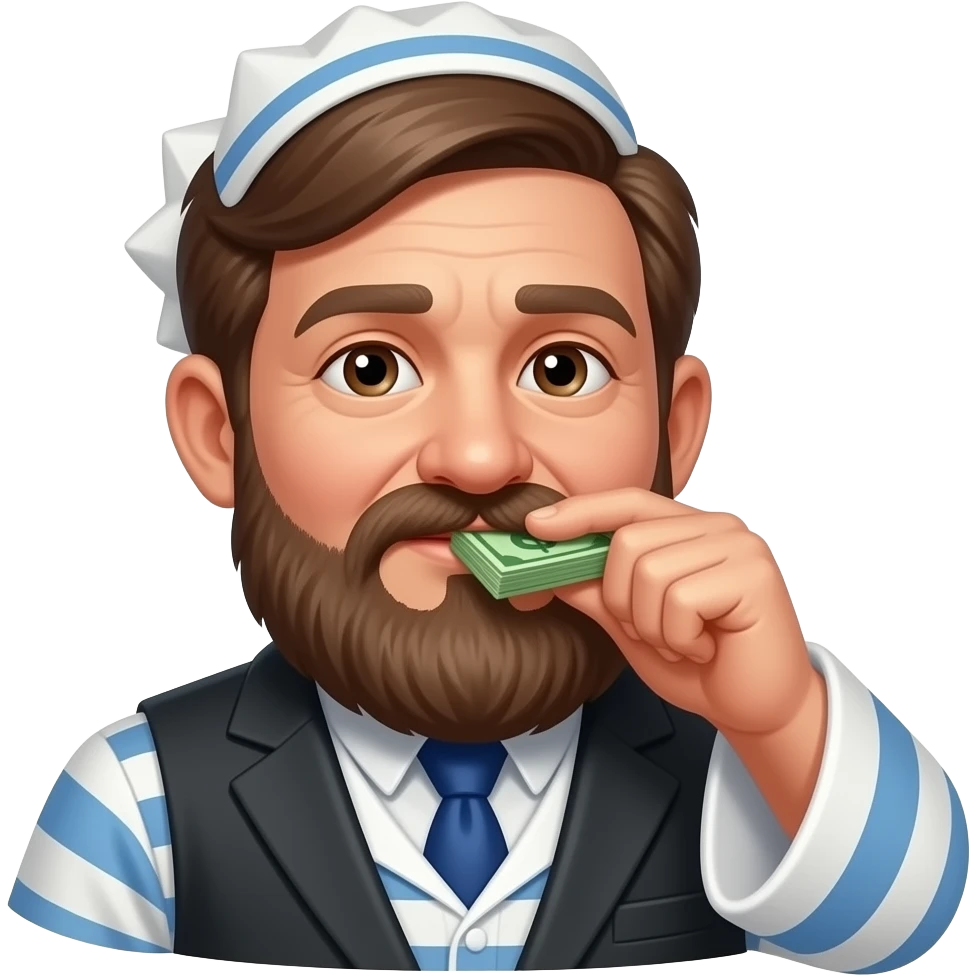 Stereotypical jew sniffing money emoji