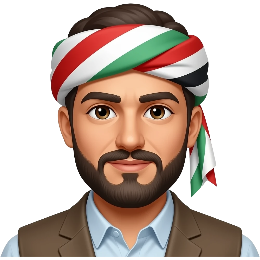 پیاوێکی کوردیم بۆ دروست بکە هەموو لەشی دیار بێت و جلی کوردی لەبەر بێت emoji