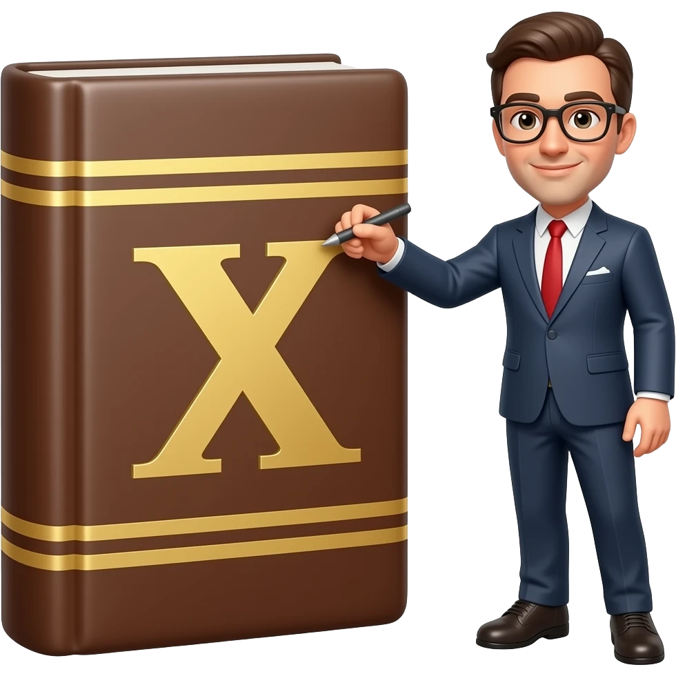 · Put an X on a law dictionary emoji