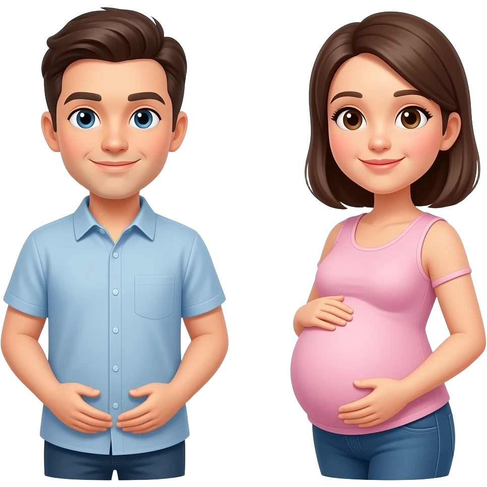 add a pregnant belly for the person on the right emoji