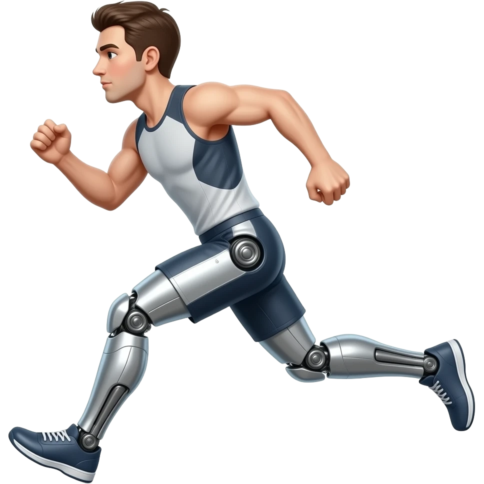 Running athlete with robot legs emoji