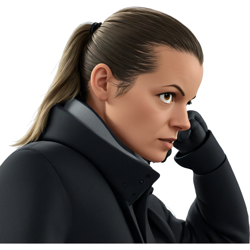 profile of a girl in coat emoji